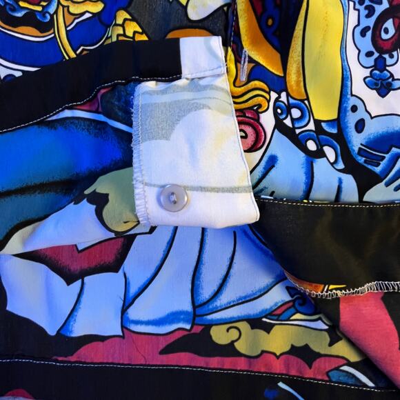 Wingo Samurai Art Print Shirt Mens XL Camp Collar Vintage - Picture 8 of 9